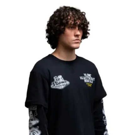 Black Vlone Bulldozer Long Sleeves Tee