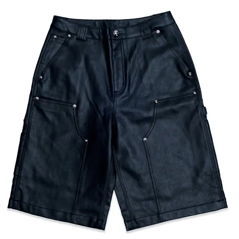 Black Vlone Tar Waxed Denim Shorts