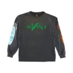 Vintage Black Vlone x Saint Mxxxxxx Skull L/S T-Shirt