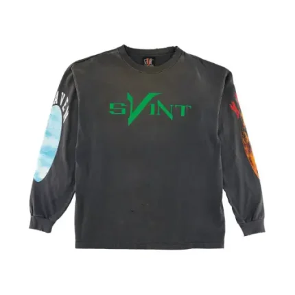 Vintage Black Vlone x Saint Mxxxxxx Skull L/S T-Shirt