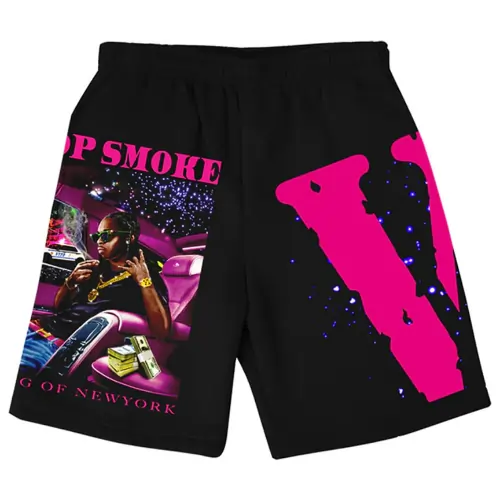 Black and Pink Vlone x Pop Smoke King Of NY Shorts
