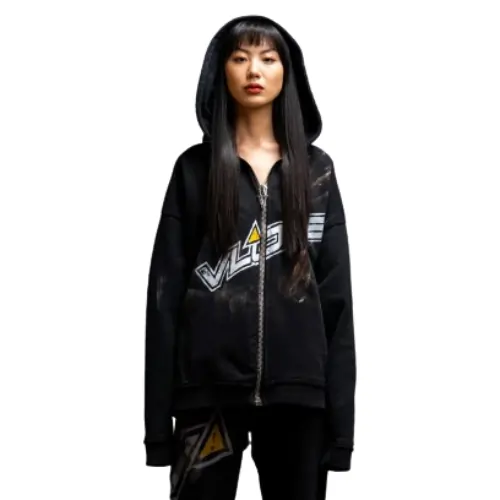 Black Zip-up Vlone Cement Hoodie